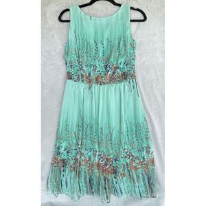Dressbarn Aqua Green Sleeveless Fairy Sheer Mesh  Lined A-Line‎ Dress Size 4